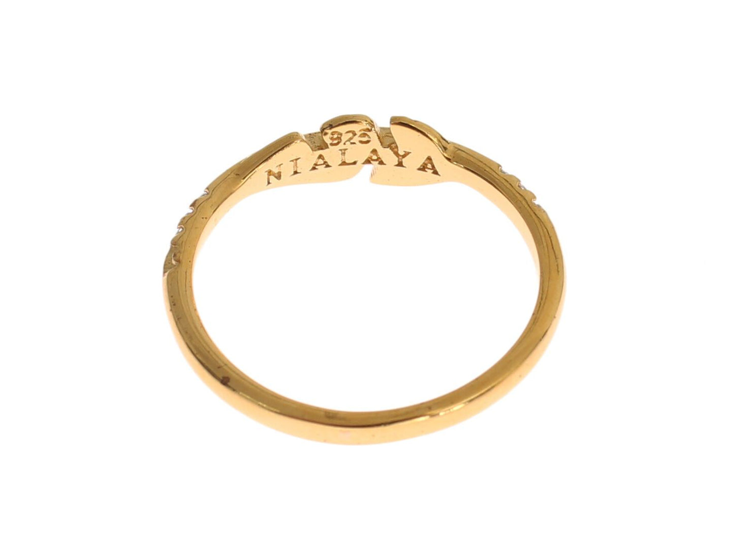 Elegant Gold Plated Sterling Silver CZ Ring - SEHABRANDS