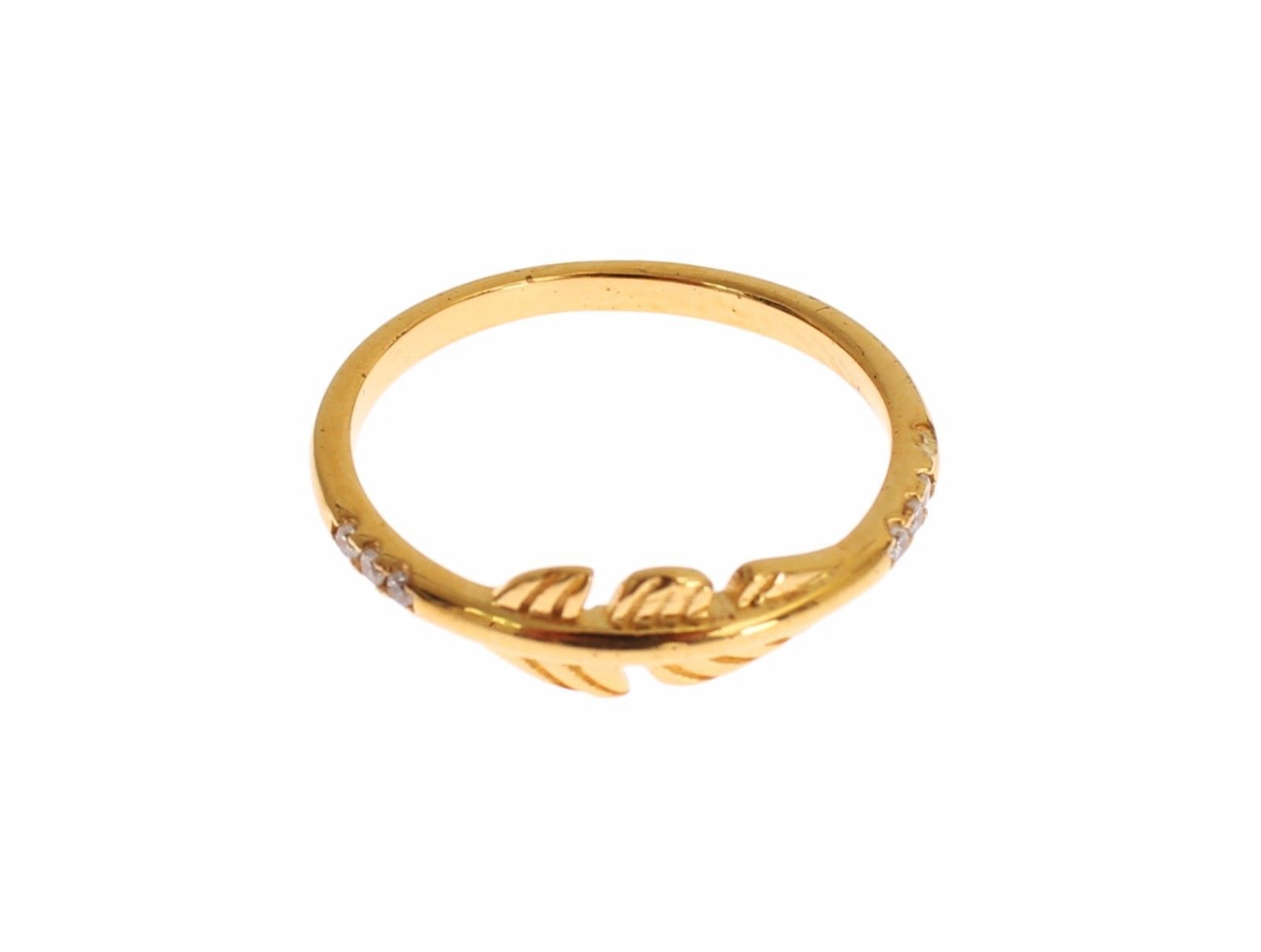 Elegant Gold Plated Sterling Silver CZ Ring - SEHABRANDS