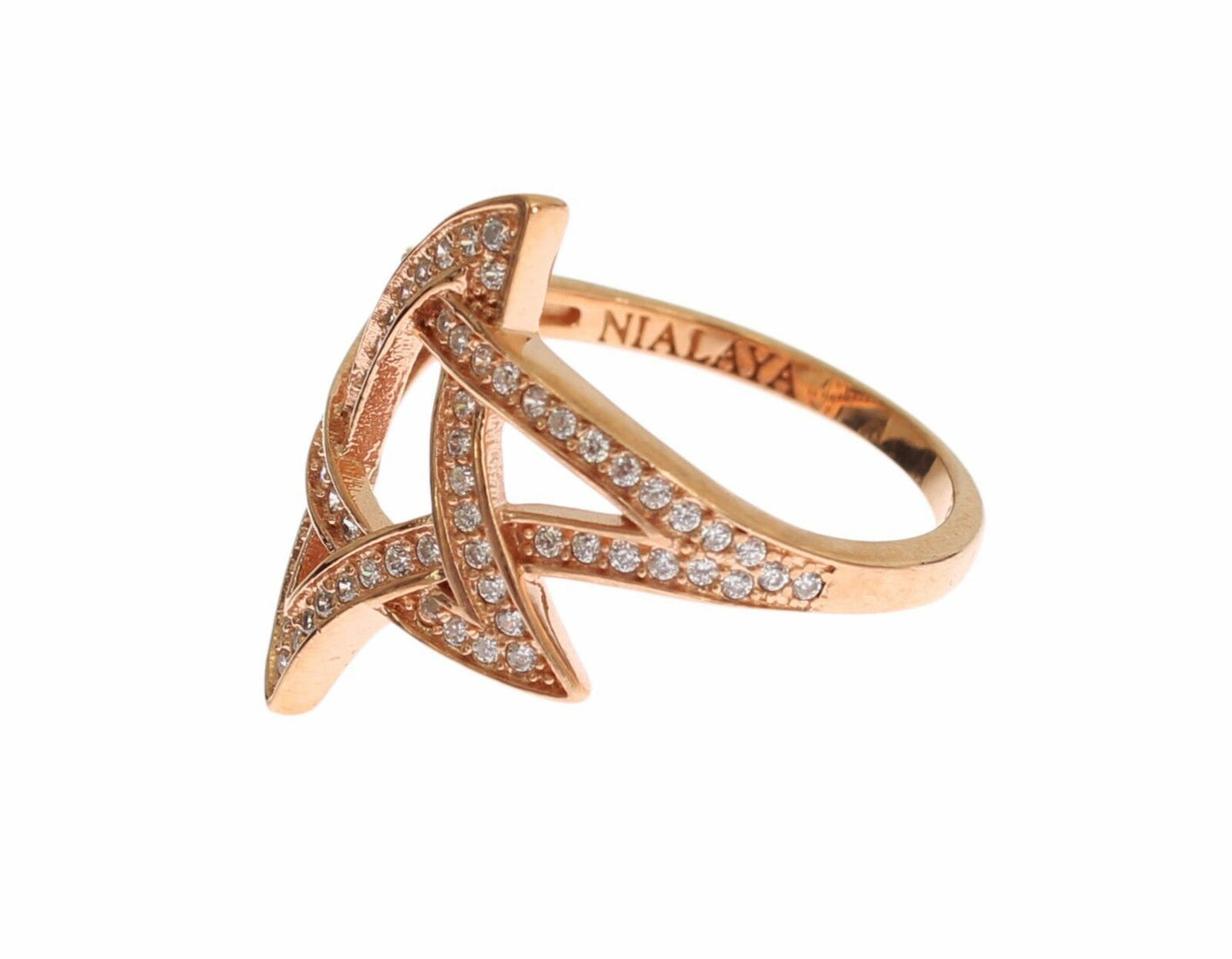 Pink Gold Plated Silver CZ Crystal Ring - SEHABRANDS