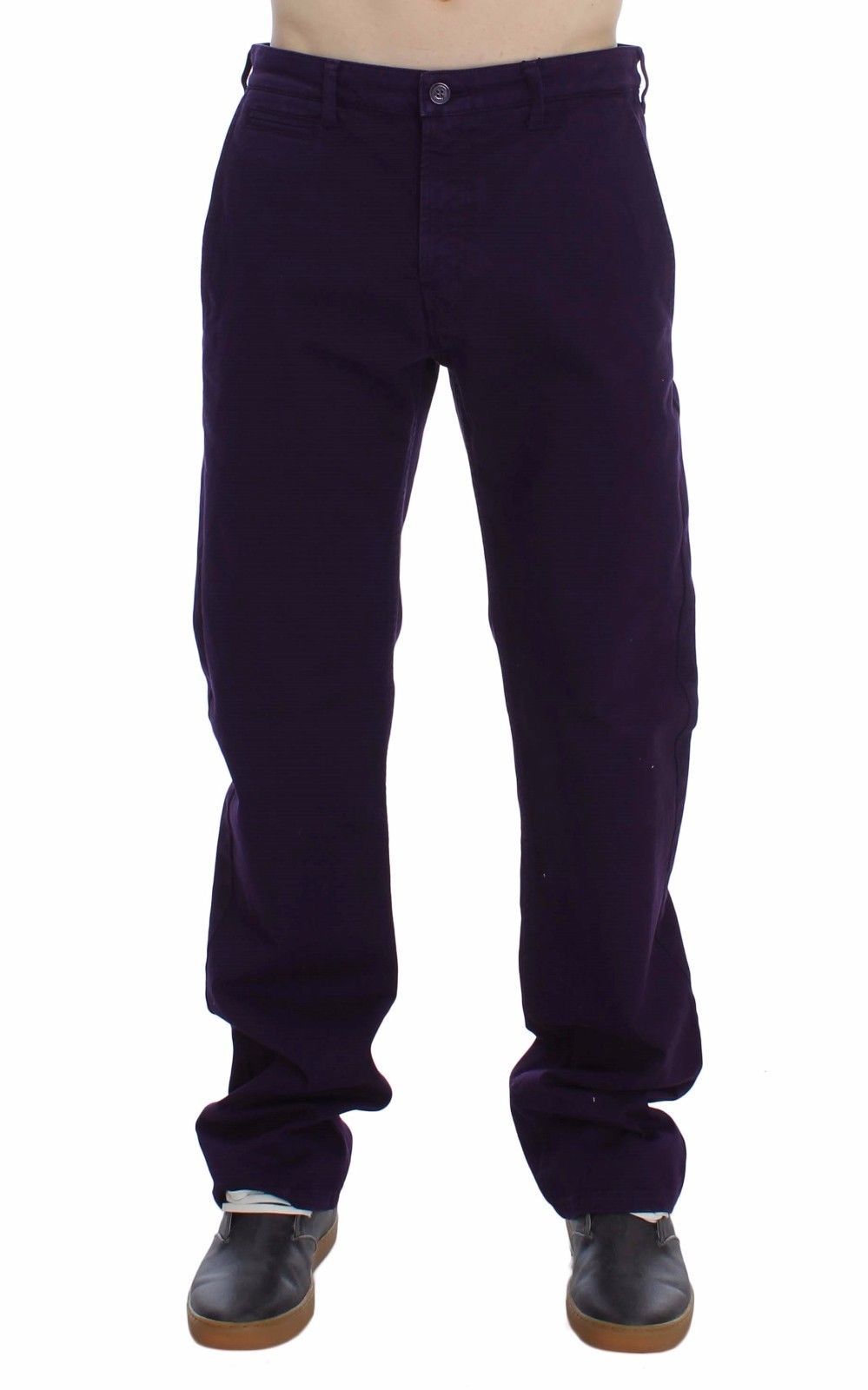 Purple Cotton Stretch Slim Chinos - SEHABRANDS