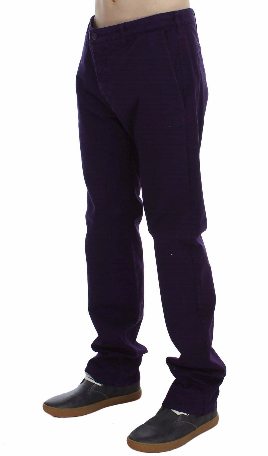 Purple Cotton Stretch Slim Chinos - SEHABRANDS