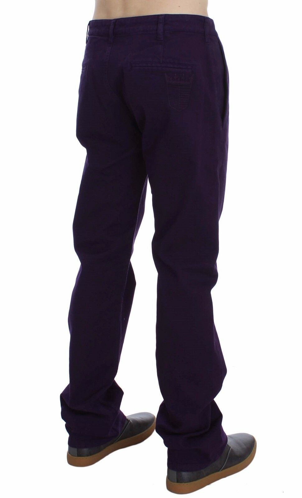 Purple Cotton Stretch Slim Chinos - SEHABRANDS