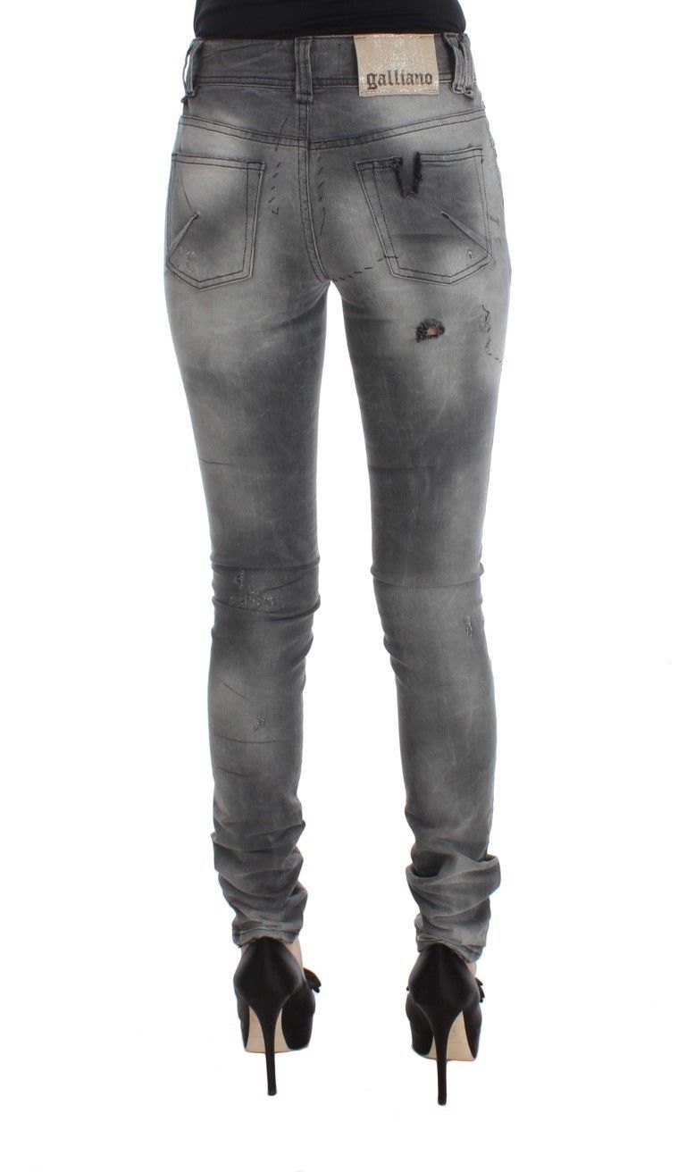 Chic Gray Slim Fit Designer Jeans - SEHABRANDS