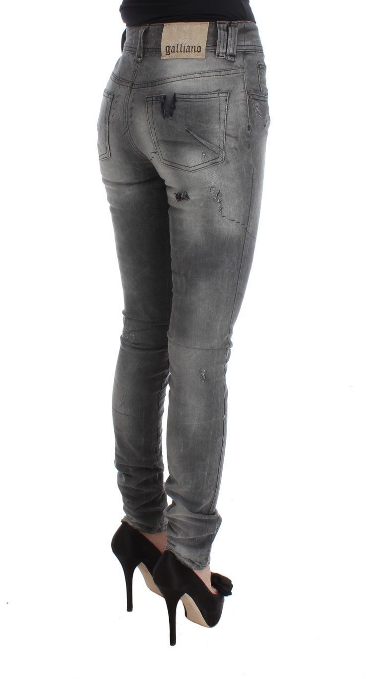 Chic Gray Slim Fit Designer Jeans - SEHABRANDS