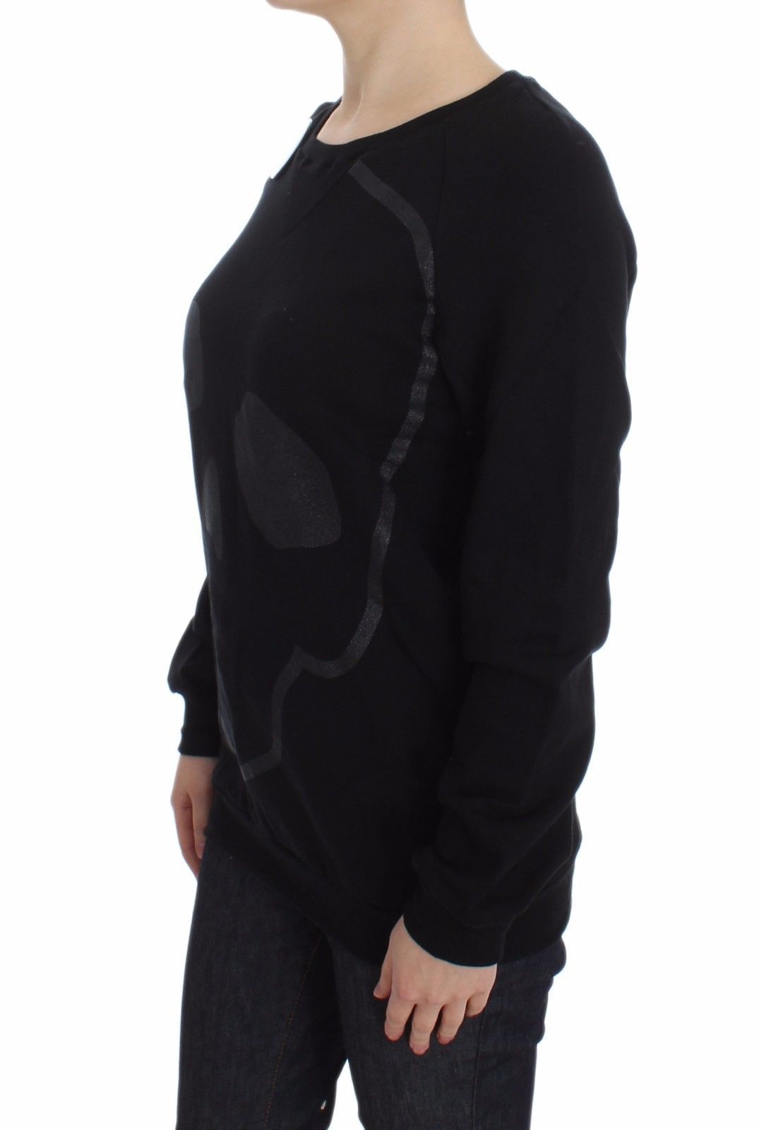 Chic Skull Motif Crew-Neck Cotton Sweater - SEHABRANDS