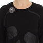 Chic Skull Motif Crew-Neck Cotton Sweater - SEHABRANDS