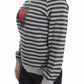 Chic Gray Striped Crew-Neck Sweater - SEHABRANDS