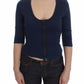 Chic Zippered Crew-Neck Blue Sweater - SEHABRANDS