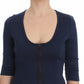 Chic Zippered Crew-Neck Blue Sweater - SEHABRANDS