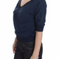 Elegant Deep V-Neck Sweater in Blue - SEHABRANDS