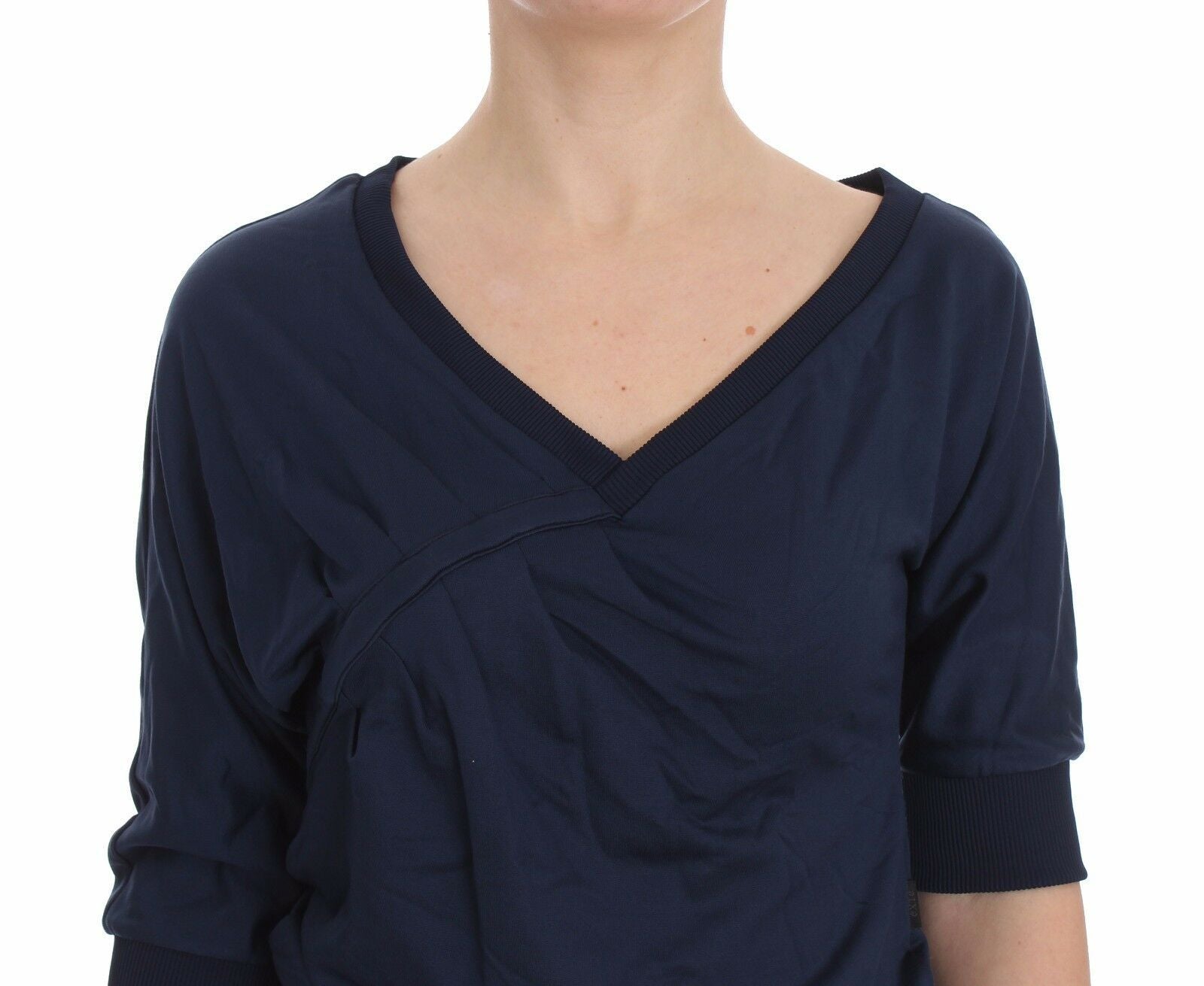 Elegant Deep V-Neck Sweater in Blue - SEHABRANDS