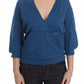 Elegant Deep V-Neck Sweater in Blue - SEHABRANDS