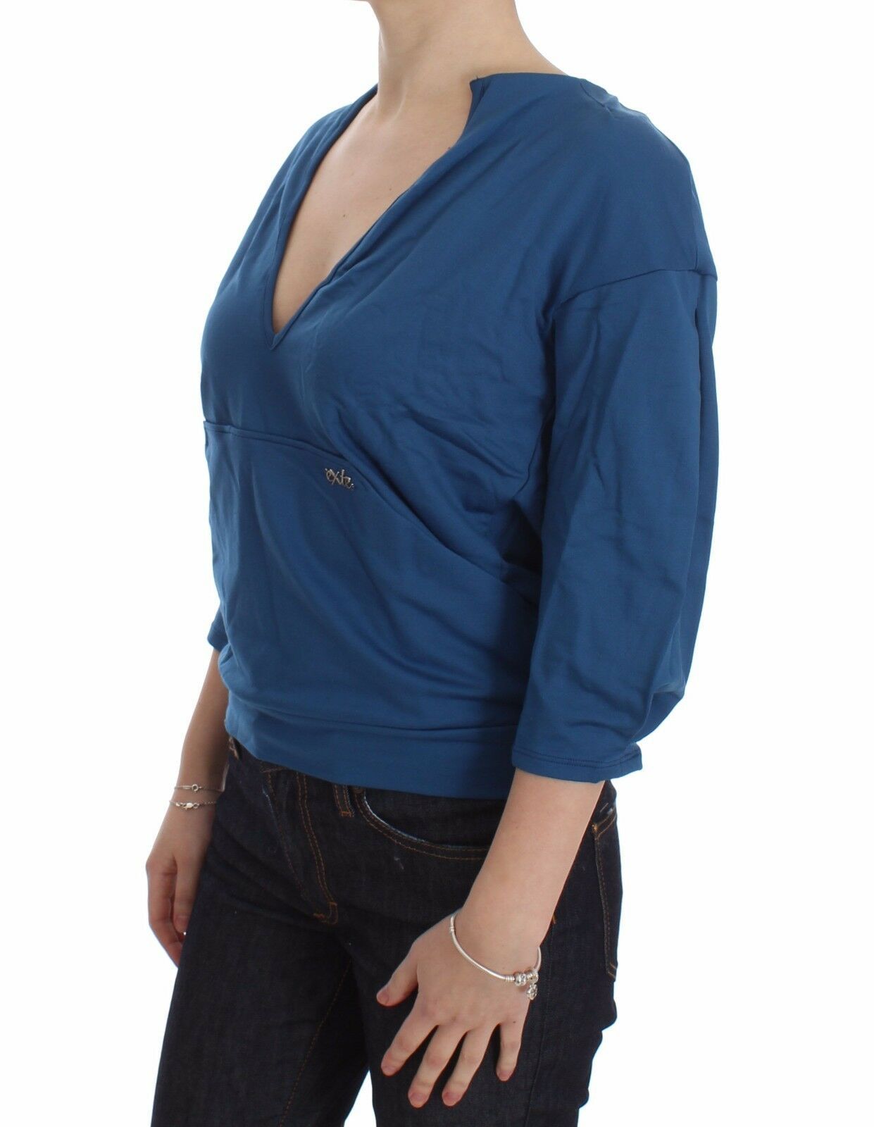 Elegant Deep V-Neck Sweater in Blue - SEHABRANDS