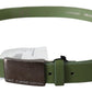 Chic Green Leather Waist Belt with Silver Buckle - SEHABRANDS