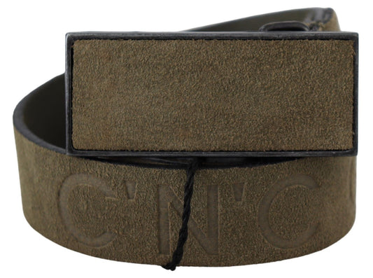 Chic Army Green Velvet Buckle Leather Belt - SEHABRANDS