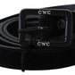 Elegant Black Velvet Buckle Leather Belt - SEHABRANDS