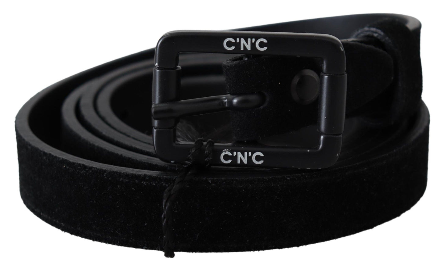 Elegant Black Velvet Buckle Leather Belt - SEHABRANDS