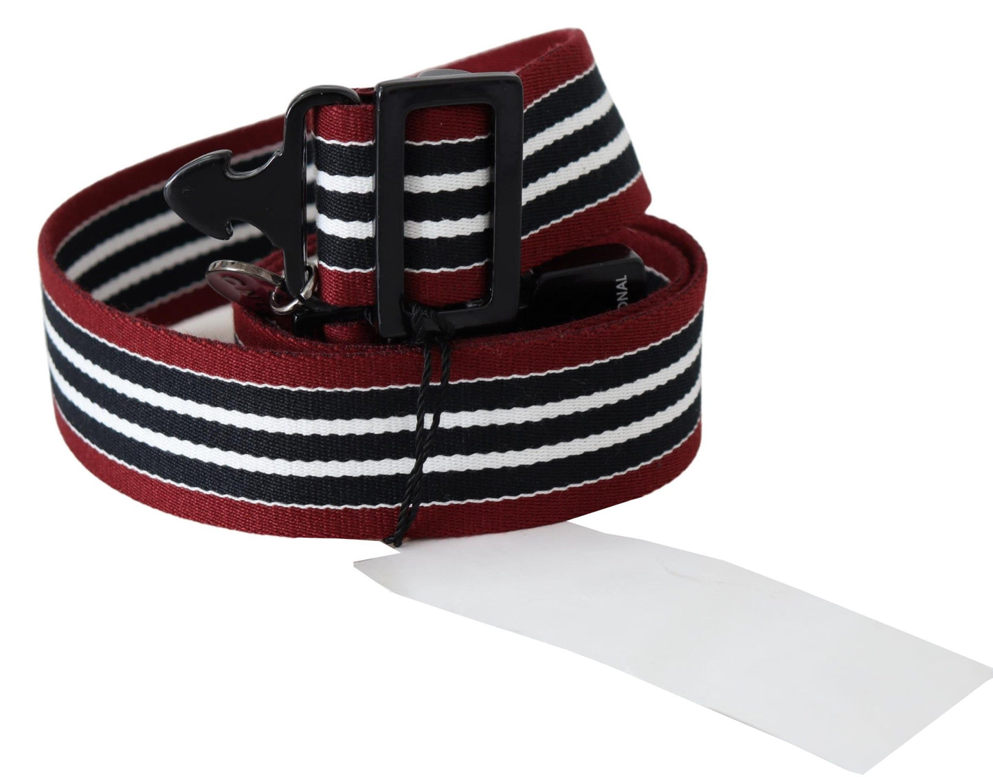 Striped Leather Fashion Belt in Black & Red - SEHABRANDS