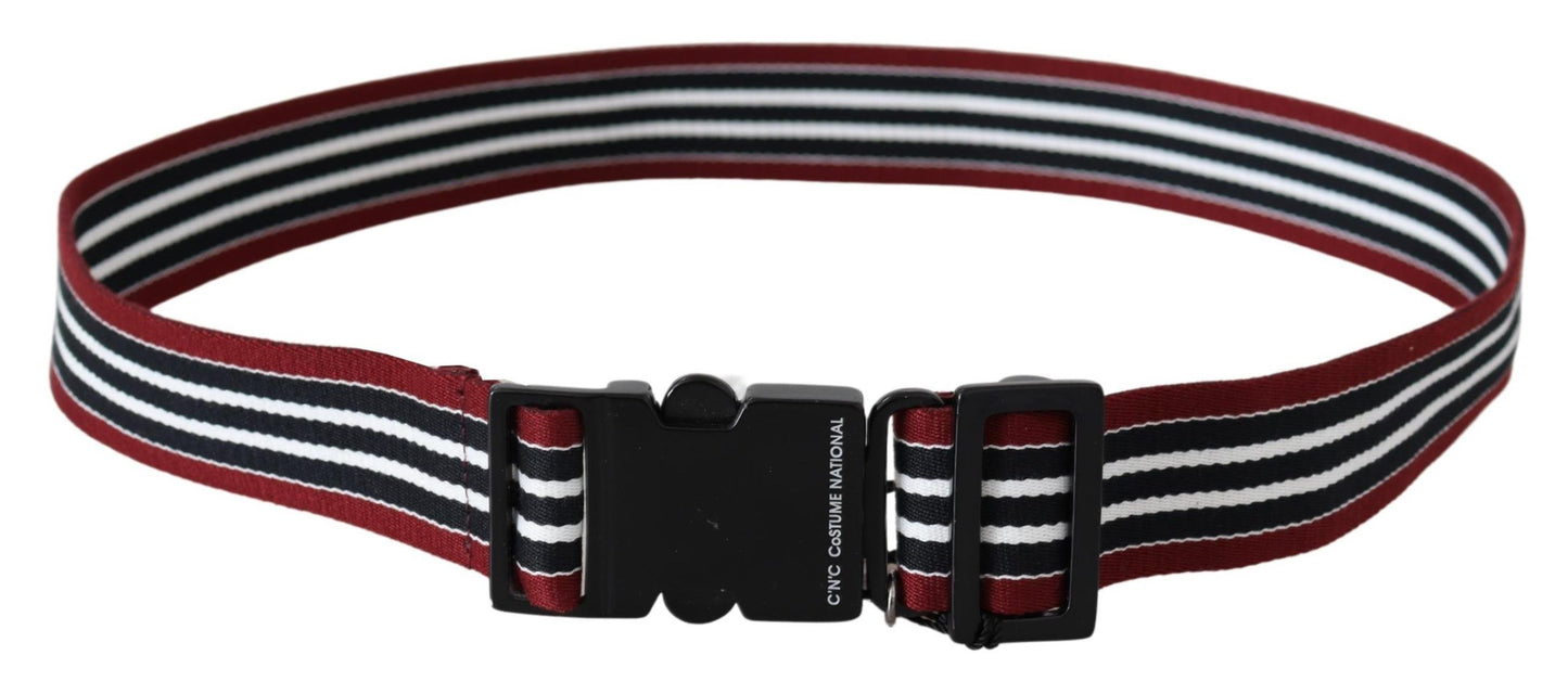 Striped Leather Fashion Belt in Black & Red - SEHABRANDS