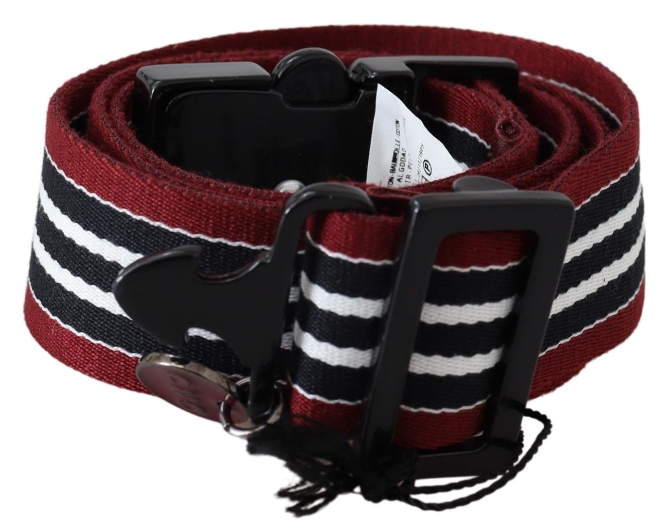 Striped Leather Fashion Belt in Black & Red - SEHABRANDS