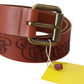 Chic Brown Leather Logo Waist Belt - SEHABRANDS