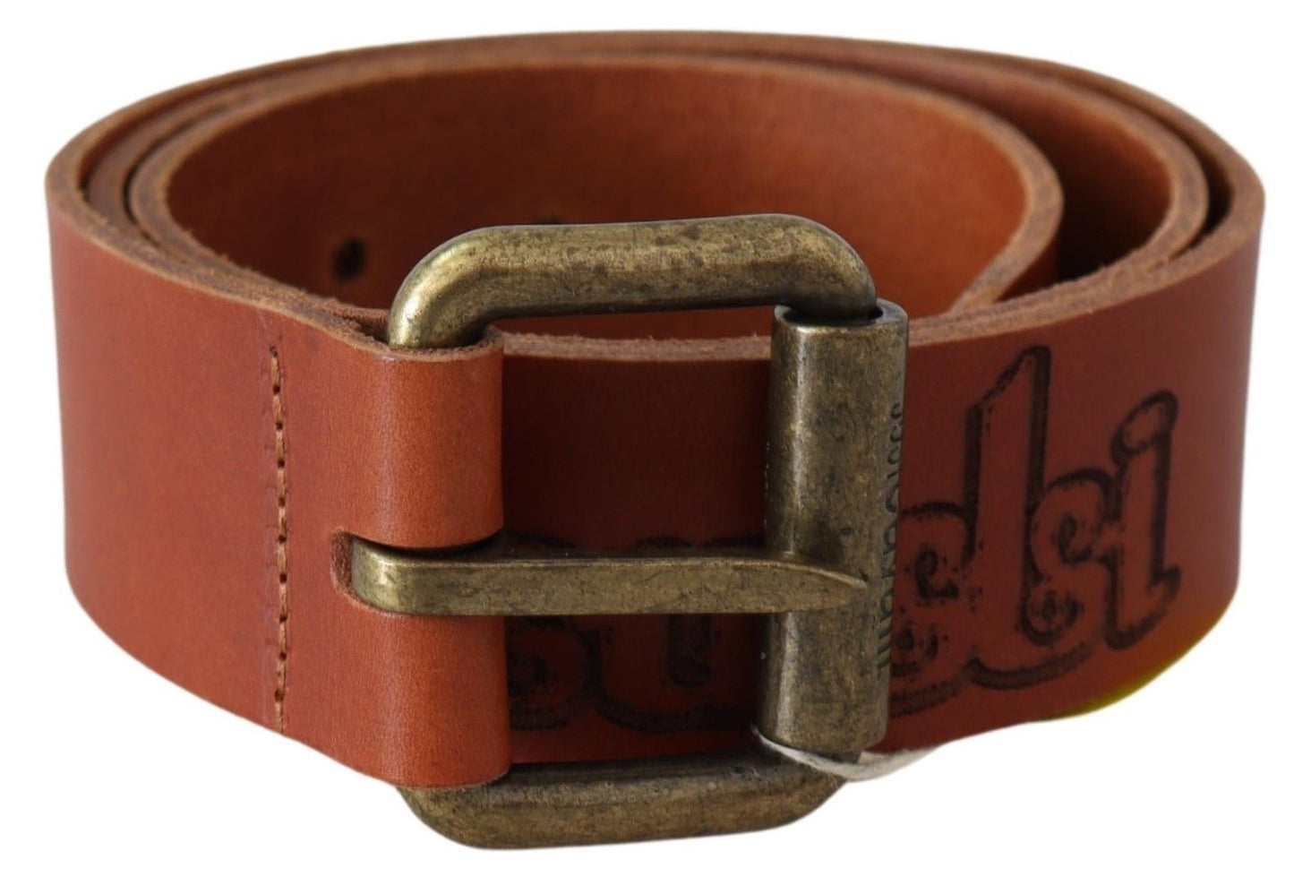 Chic Brown Leather Logo Waist Belt - SEHABRANDS