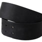 Elegant Solid Black Leather Belt - SEHABRANDS