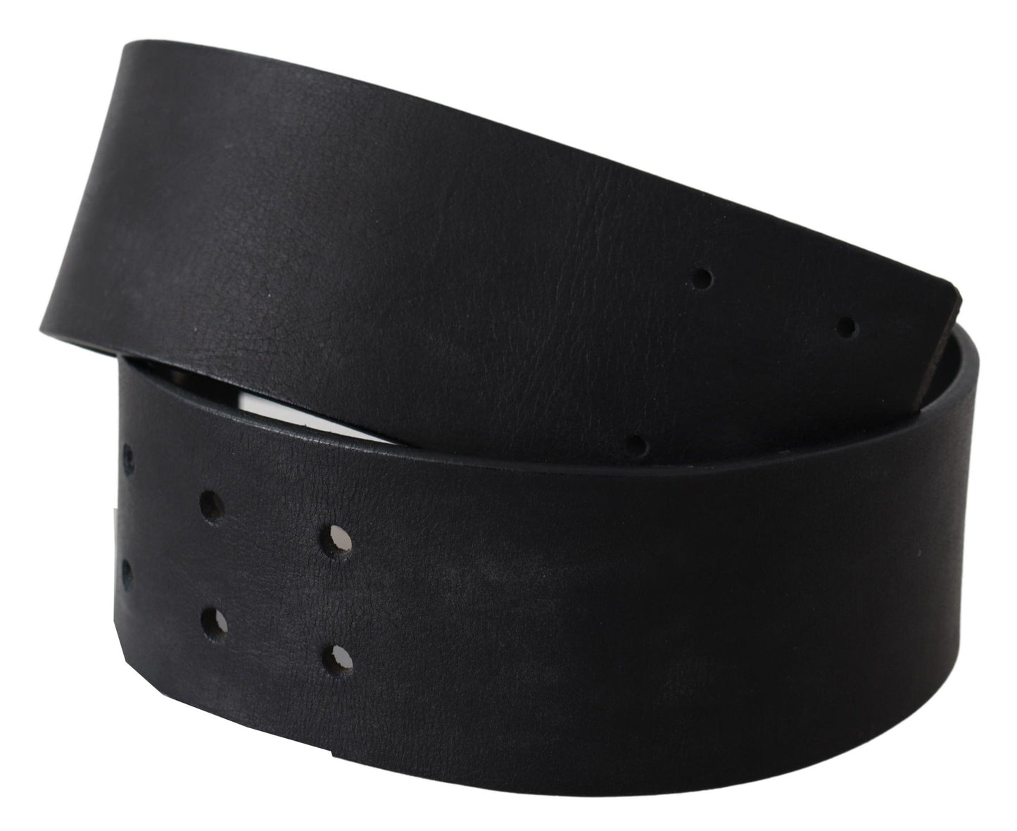 Elegant Solid Black Leather Belt - SEHABRANDS