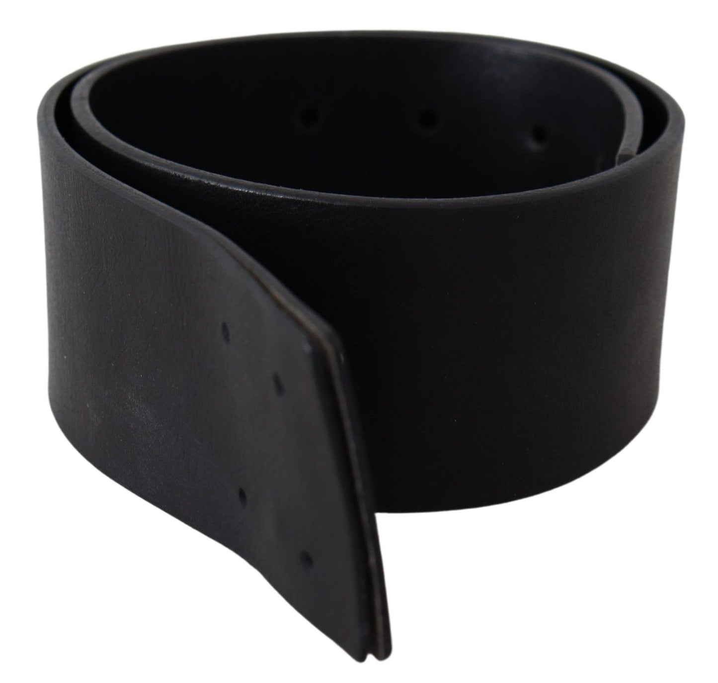 Elegant Solid Black Leather Belt - SEHABRANDS