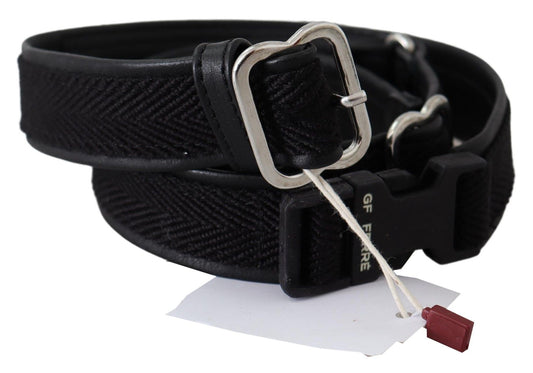 Chic Black Leather Waist Belt with Chrome Buckle - SEHABRANDS