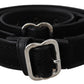 Chic Black Leather Waist Belt with Chrome Buckle - SEHABRANDS