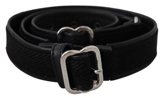 Chic Black Leather Waist Belt with Chrome Buckle - SEHABRANDS