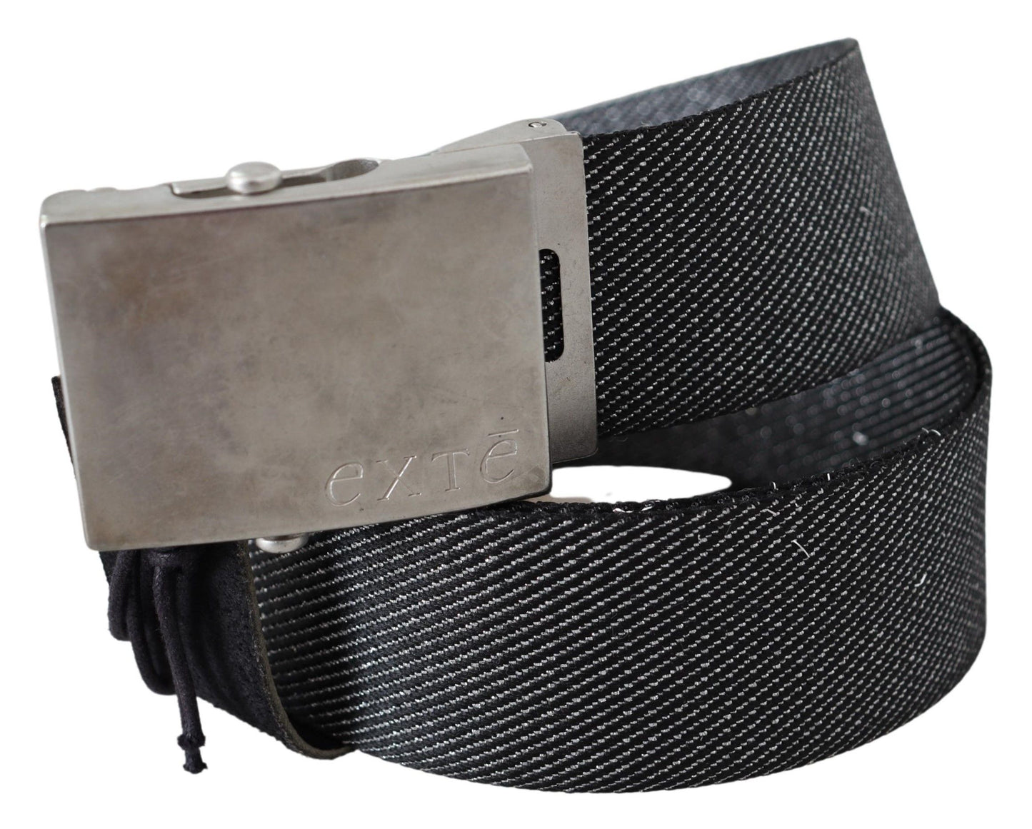 Elegant Black Canvas Waist Belt with Silver Buckle - SEHABRANDS