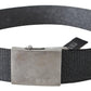 Elegant Black Canvas Waist Belt with Silver Buckle - SEHABRANDS