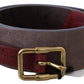 Elegant Brown Leather Belt with Gold Buckle - SEHABRANDS