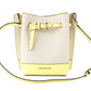 Emilia Small Canvas Snakeskin Print Leather Bucket Bag Messenger Crossbody Handbag (Buttercup) - SEHABRANDS