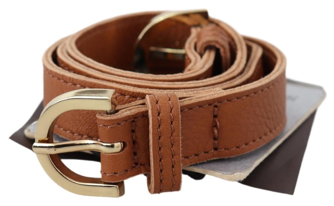 Elegant Brown Leather Double Buckle Belt - SEHABRANDS