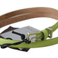 Classic Green Leather Belt with Silver-Tone Hardware - SEHABRANDS