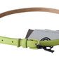 Classic Green Leather Belt with Silver-Tone Hardware - SEHABRANDS