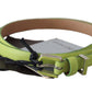 Classic Green Leather Belt with Silver-Tone Hardware - SEHABRANDS