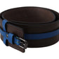 Elegant Brown Leather Belt with Blue Lining - SEHABRANDS