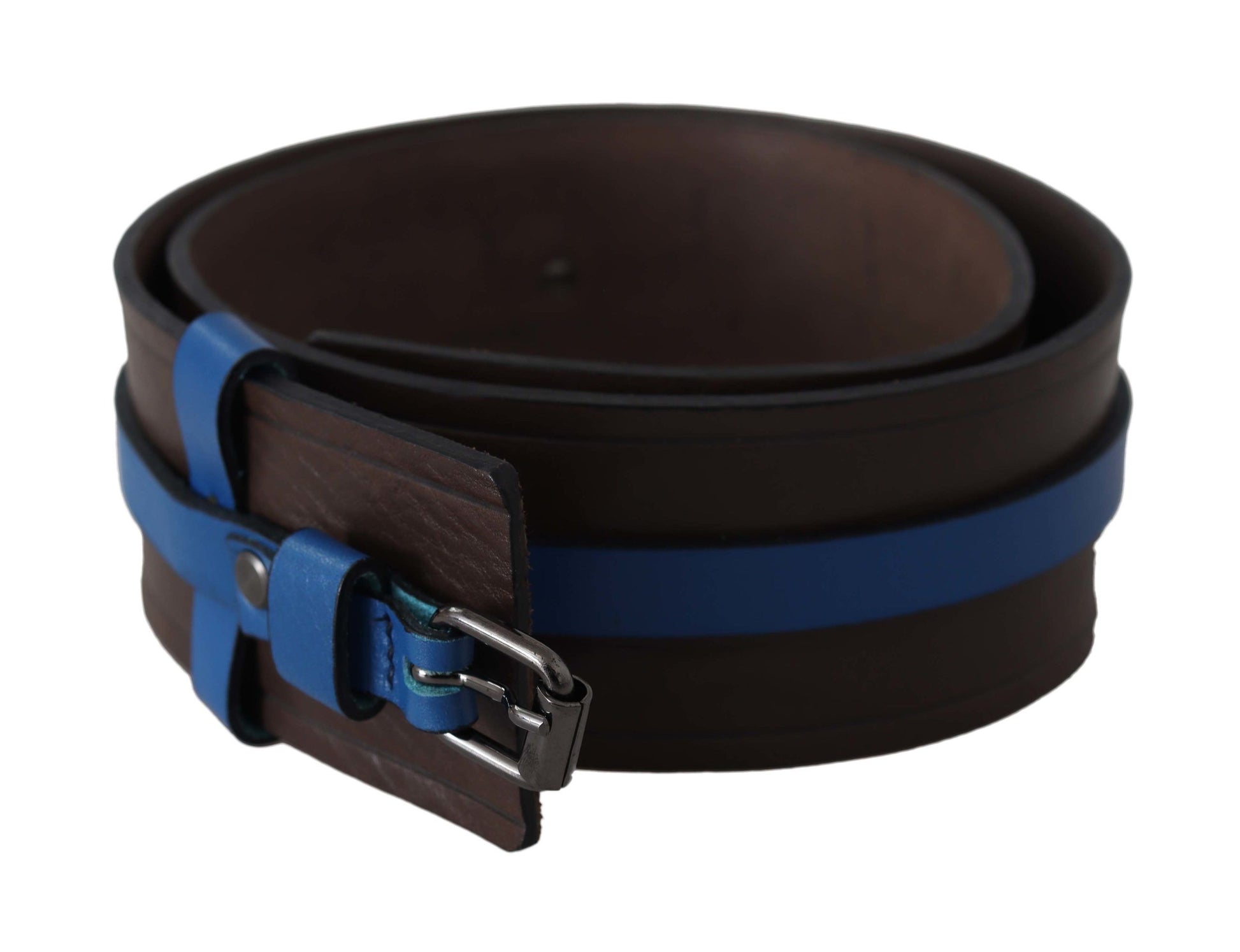 Elegant Brown Leather Belt with Blue Lining - SEHABRANDS