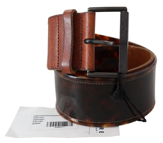 Elegant Dark Brown Leather Belt with Vintage Buckle - SEHABRANDS