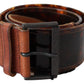 Elegant Dark Brown Leather Belt with Vintage Buckle - SEHABRANDS