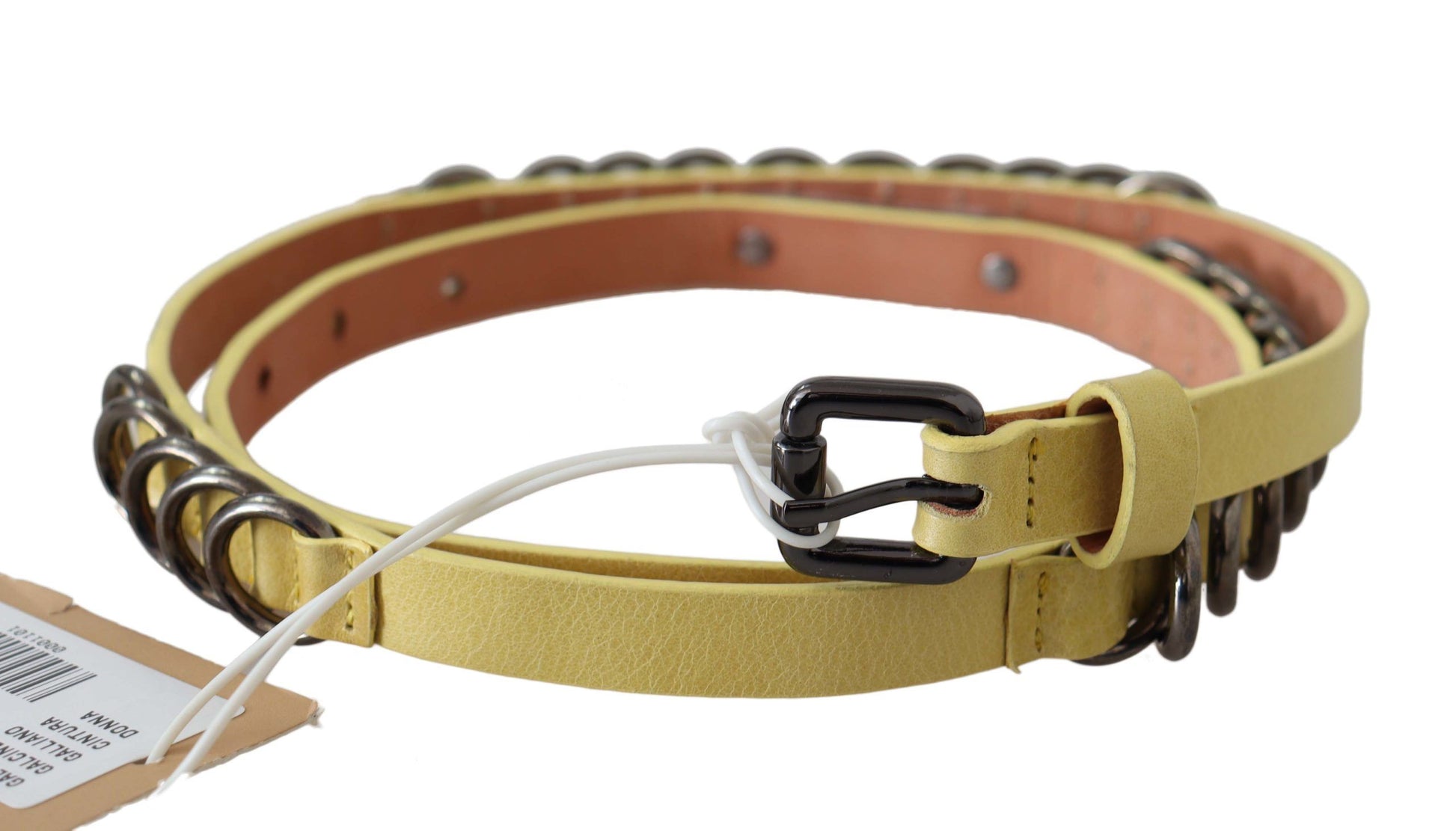 Chic Yellow Leather Skinny Belt - SEHABRANDS