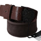 Classic Dark Brown Leather Belt with Logo Buckle - SEHABRANDS