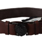 Classic Dark Brown Leather Belt with Logo Buckle - SEHABRANDS