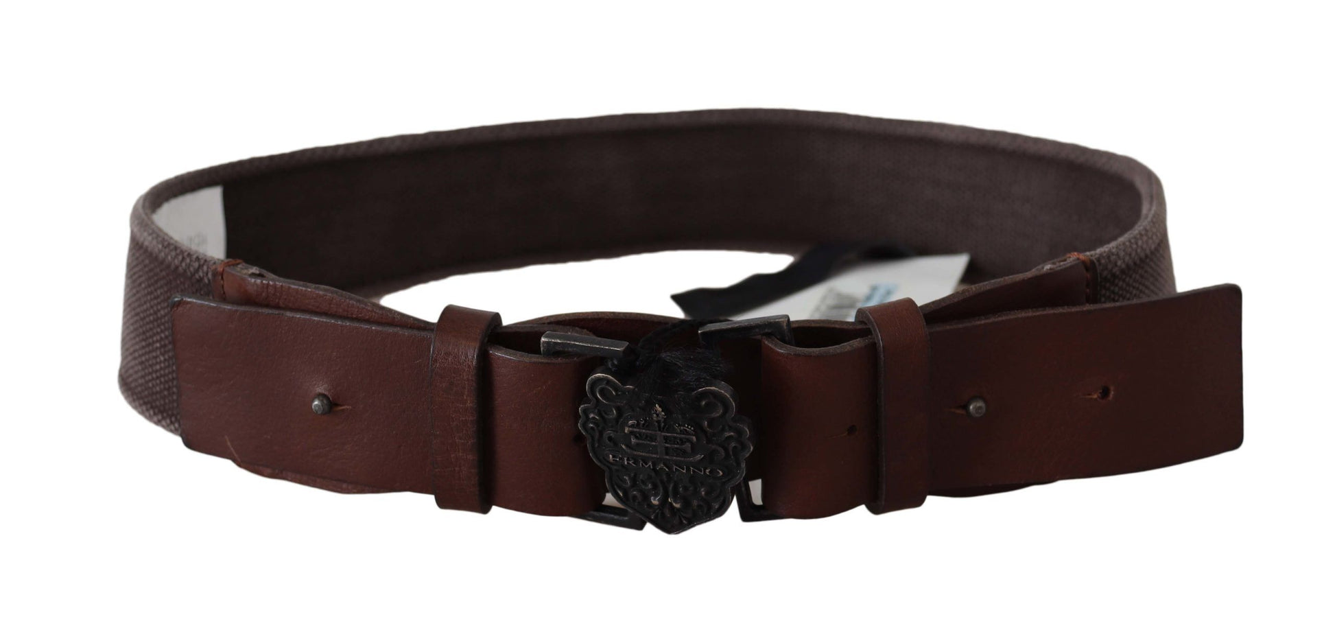 Classic Dark Brown Leather Belt with Logo Buckle - SEHABRANDS