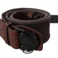 Classic Dark Brown Leather Belt with Logo Buckle - SEHABRANDS