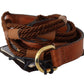 Elegant Braided Leather Belt in Dark Brown - SEHABRANDS